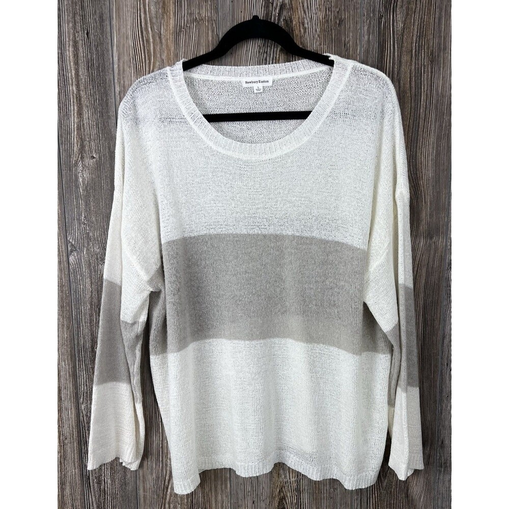 Newbury Kustom‎ Crewneck Lightweight Striped Sweater Size L Coastal Beach Summer